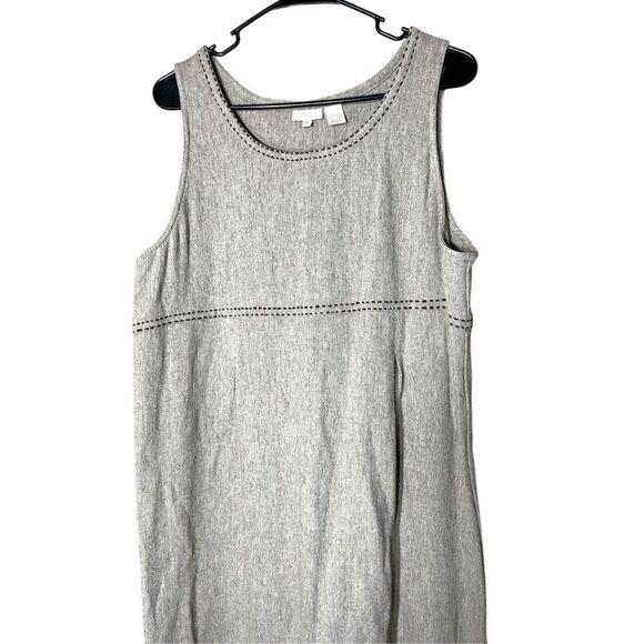 J Jill Medium Wool Dress Embroidered Hem Midi Tan Brown Modest MP - Picture 2 of 7